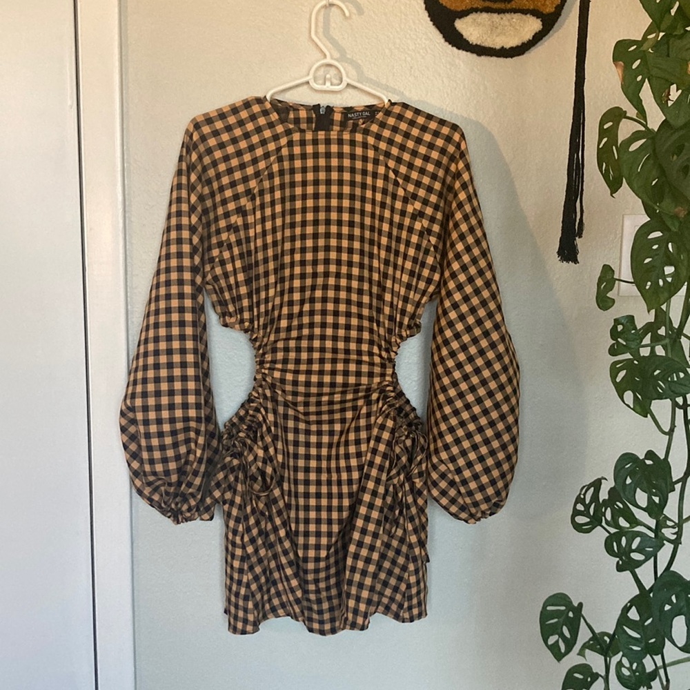 Nasty Gal Plaid Cut Out Mini Dress NWT